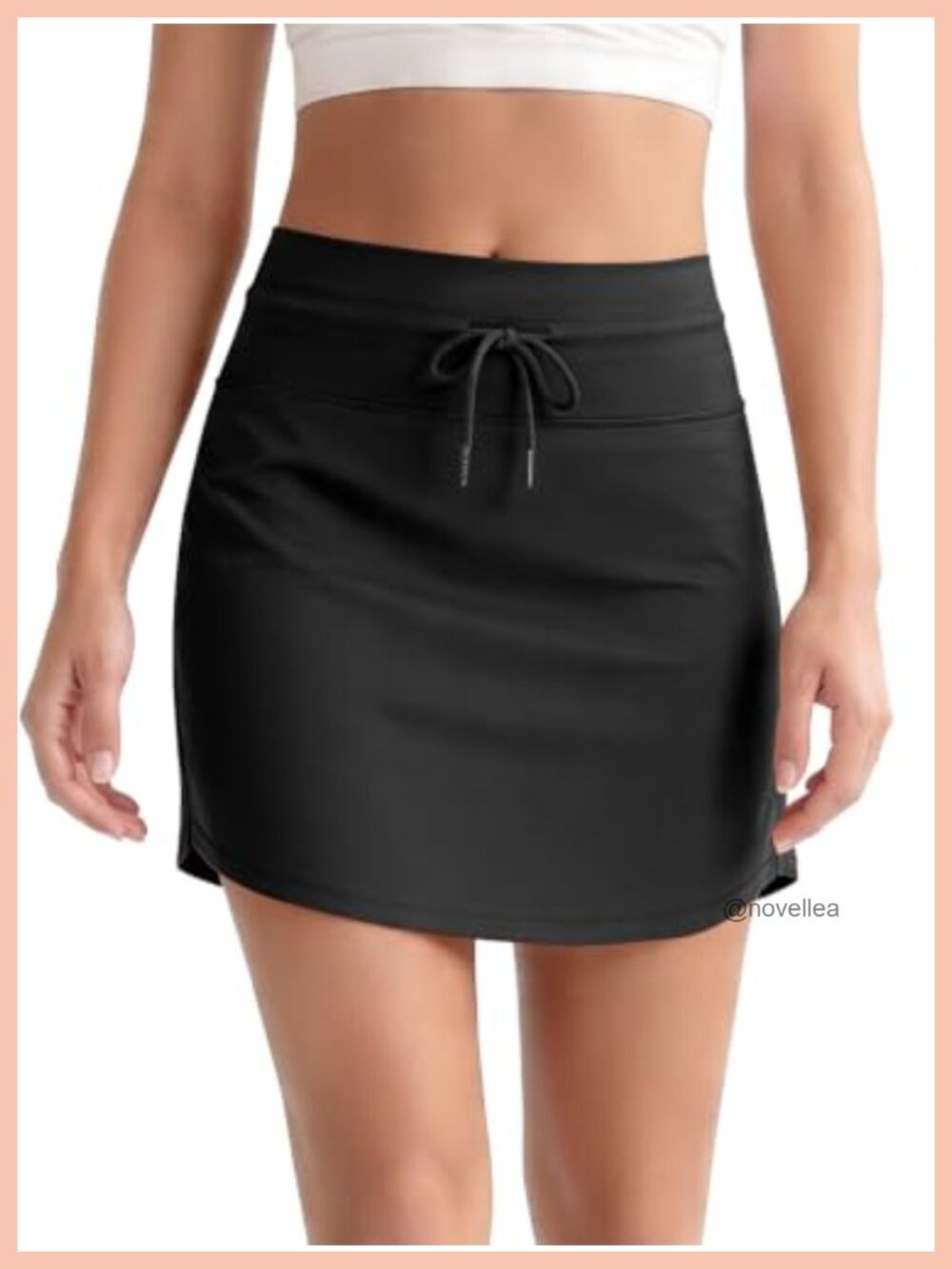 Women's Skort with Built-in Shorts, Ball Pocket, High Waist Drawstring, 17"